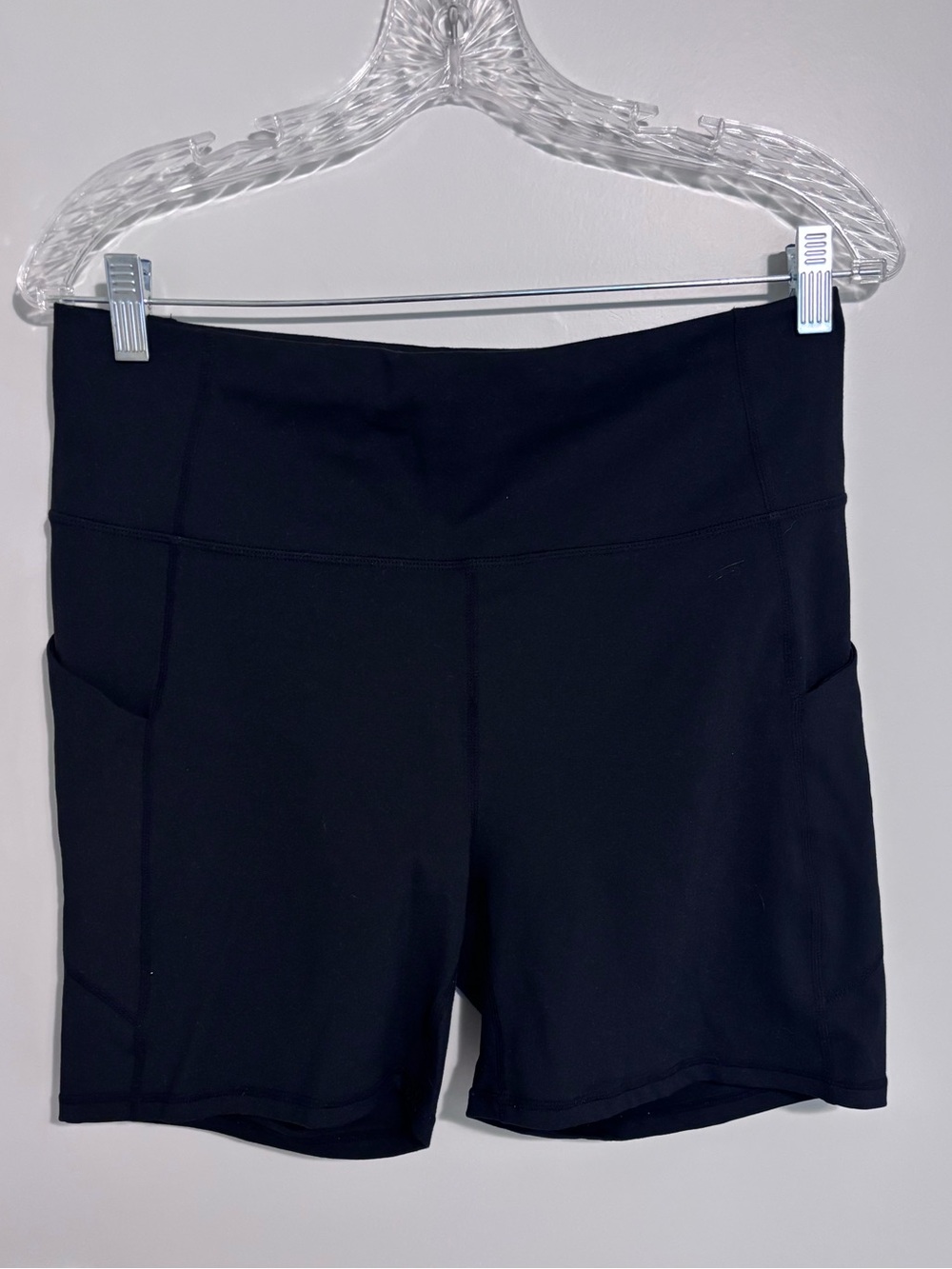 Fabletics Black High-Rise Bike Shorts with Side Pockets